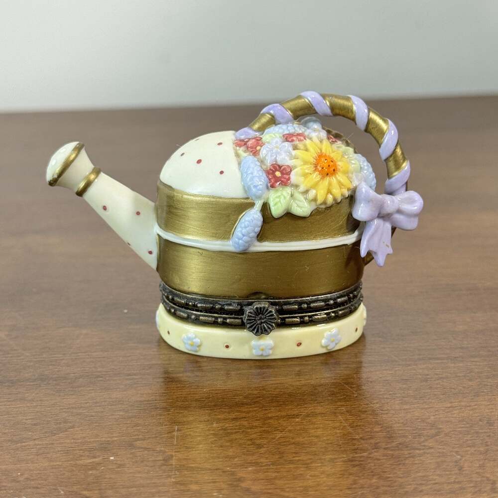 National Home Gardening Club Collection Watering Can Trinket Box Hinged PHB